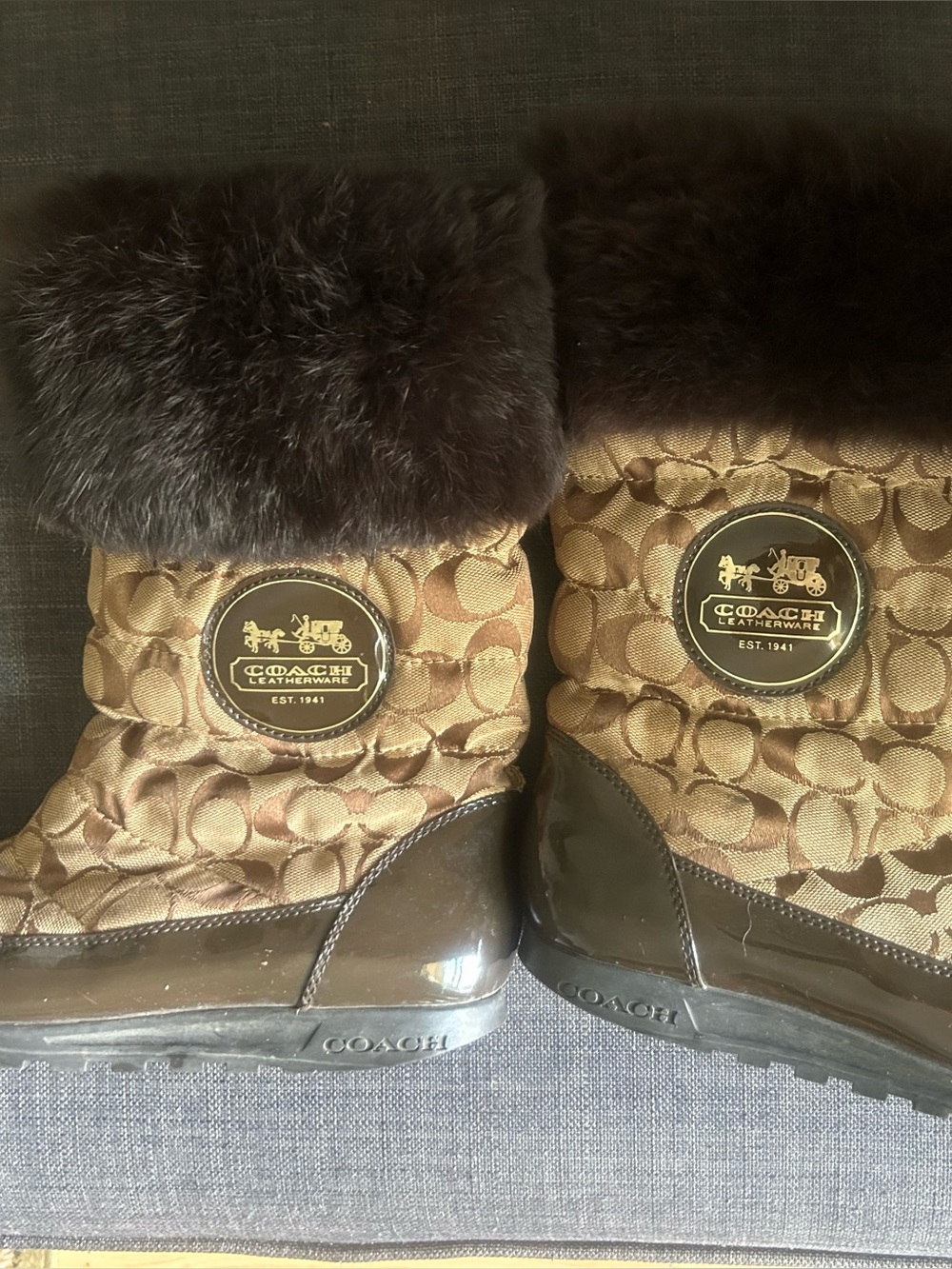 Coach Shearling Trim Boots